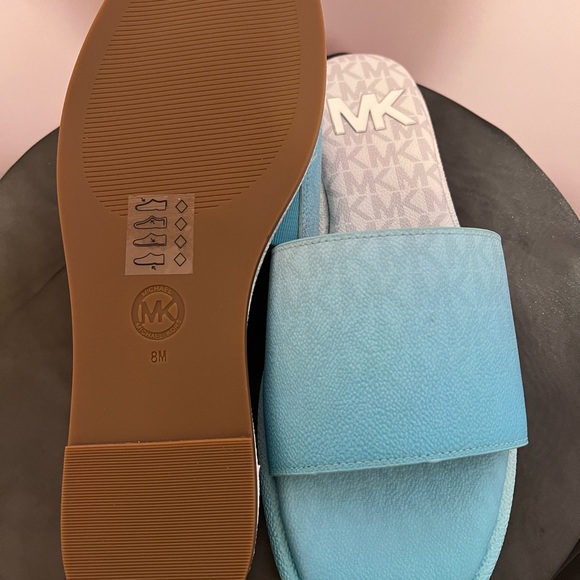Michael Kors Logo Slides in Ocean Blue - Picture 5 of 6